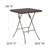 English Elm Commercial Grade 1.95-Foot Square Rattan Plastic Folding Table