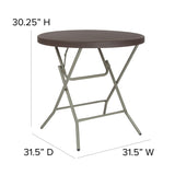 English Elm Commercial Grade 2.6-Foot Round Rattan Plastic Folding Table