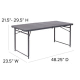 English Elm Commercial Grade 4-Foot Height Adjustable Bi-Fold Plastic Folding Table with Carrying Handle