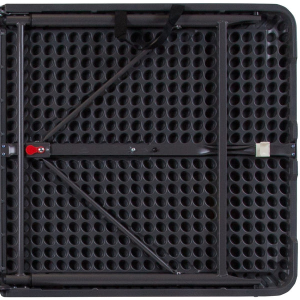 English Elm Commercial Grade 4-Foot Height Adjustable Bi-Fold Plastic Folding Table with Carrying Handle