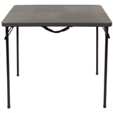 English Elm Commercial Grade 2.83-Foot Square Bi-Fold Plastic Folding Table with Carrying Handle