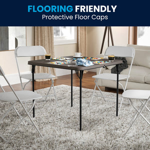 English Elm Commercial Grade 2.83-Foot Square Bi-Fold Plastic Folding Table with Carrying Handle