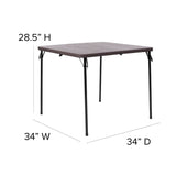 English Elm Commercial Grade 2.83-Foot Square Bi-Fold Wood Grain Plastic Folding Table with Carrying Handle