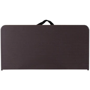 English Elm Commercial Grade 2.83-Foot Square Bi-Fold Wood Grain Plastic Folding Table with Carrying Handle