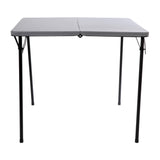 English Elm Commercial Grade 2.83-Foot Square Bi-Fold Plastic Folding Table with Carrying Handle