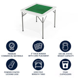 English Elm Commercial Grade 34.5" Square 4-Player Folding Card Game Table with Green Playing Surface and Cup Holders