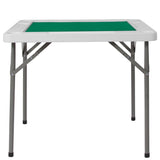 English Elm Commercial Grade 34.5" Square 4-Player Folding Card Game Table with Green Playing Surface and Cup Holders