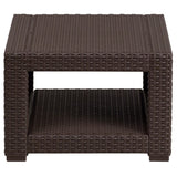 English Elm Faux Rattan End Table