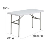 English Elm Commercial Grade 4-Foot Plastic Folding Table