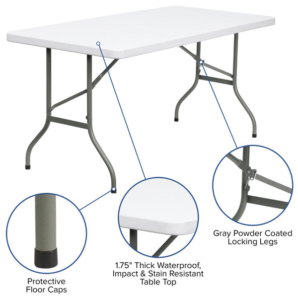 English Elm Commercial Grade 5-Foot Plastic Folding Table