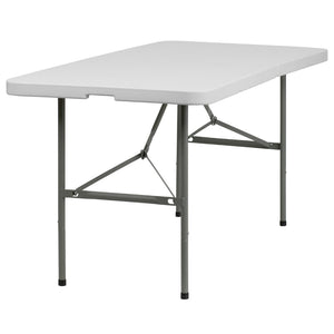 English Elm Commercial Grade 5-Foot Bi-Fold Plastic Folding Table