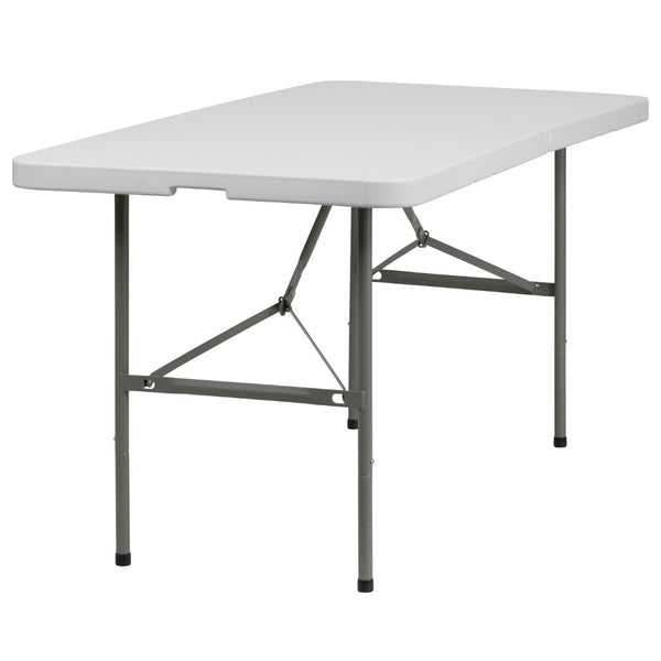 English Elm Commercial Grade 5-Foot Bi-Fold Plastic Folding Table