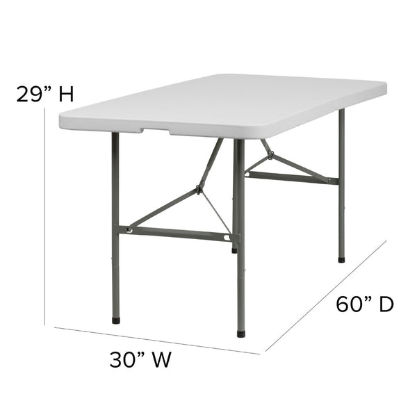 English Elm Commercial Grade 5-Foot Bi-Fold Plastic Folding Table
