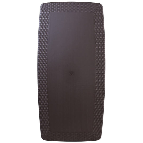 English Elm Commercial Grade 5.62-Foot Rattan Indoor-Outdoor Plastic Folding Table with Umbrella Hole