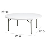 English Elm Commercial Grade 6-Foot Round Plastic Folding Table