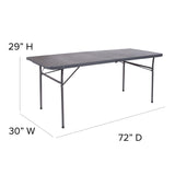 English Elm Commercial Grade 6-Foot Bi-Fold Plastic Folding Table with Carrying Handle