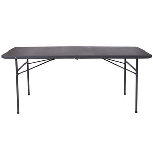 English Elm Commercial Grade 6-Foot Bi-Fold Plastic Folding Table with Carrying Handle