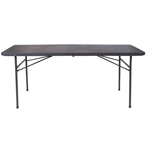 English Elm Commercial Grade 6-Foot Bi-Fold Plastic Folding Table with Carrying Handle