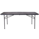 English Elm Commercial Grade 6-Foot Bi-Fold Plastic Folding Table with Carrying Handle