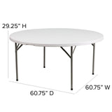 English Elm Commercial Grade 5-Foot Round Plastic Folding Table