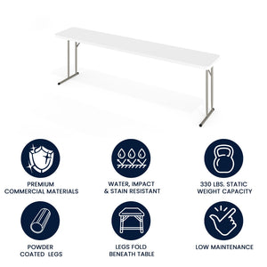 English Elm Commercial Grade 8-Foot Plastic Folding Training Table