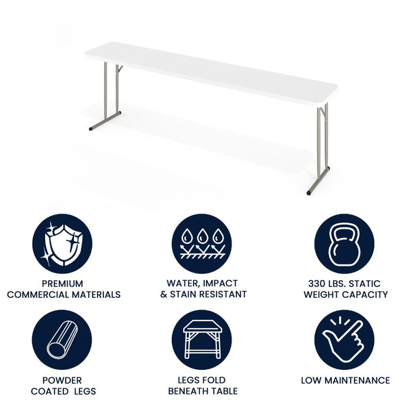 English Elm Commercial Grade 8-Foot Plastic Folding Training Table
