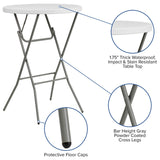 English Elm Commercial Grade 2.6-Foot Round Plastic Bar Height Folding Table