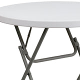 English Elm Commercial Grade 2.63-Foot Round Plastic Folding Table