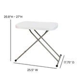 English Elm Commercial Grade 26 Inch Indoor/Outdoor Plastic Folding Table, Adjustable Height Commercial Grade Side Table, Laptop Table, TV Tray