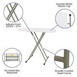 English Elm Commercial Grade 30 Inch Indoor/Outdoor Plastic Folding Table, Adjustable Height Commercial Grade Side Table, Laptop Table, TV Tray