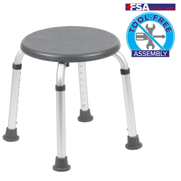 English Elm Commercial Grade Series Tool-Free and Quick Assembly, 300 Lb. Capacity, Adjustable Bath & Shower Stool