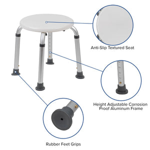 English Elm Commercial Grade Series Tool-Free and Quick Assembly, 300 Lb. Capacity, Adjustable Bath & Shower Stool