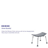 English Elm Commercial Grade Series Tool-Free and Quick Assembly, 300 Lb. Capacity, Adjustable Bath & Shower Chair with Non-slip Feet