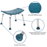 English Elm Commercial Grade Series Tool-Free and Quick Assembly, 300 Lb. Capacity, Adjustable Bath & Shower Chair with Non-slip Feet