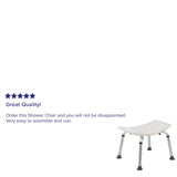 English Elm Commercial Grade Series Tool-Free and Quick Assembly, 300 Lb. Capacity, Adjustable Bath & Shower Chair with Non-slip Feet