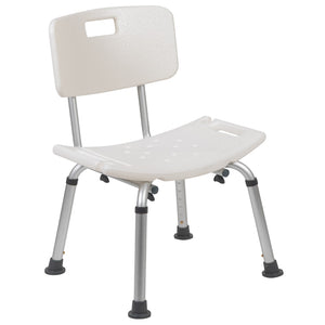 English Elm Commercial Grade Tool-Free and Quick Assembly, 300 Lb. Capacity, Adjustable Bath & Shower Chair with Back