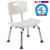 English Elm Commercial Grade Tool-Free and Quick Assembly, 300 Lb. Capacity, Adjustable Bath & Shower Chair with Back