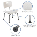 English Elm Commercial Grade Tool-Free and Quick Assembly, 300 Lb. Capacity, Adjustable Bath & Shower Chair with Back