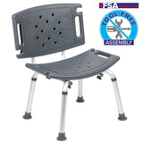 English Elm Commercial Grade Series Tool-Free and Quick Assembly, 300 Lb. Capacity, Adjustable Bath & Shower Chair with Extra Large Back