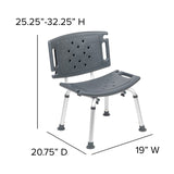 English Elm Commercial Grade Series Tool-Free and Quick Assembly, 300 Lb. Capacity, Adjustable Bath & Shower Chair with Extra Large Back