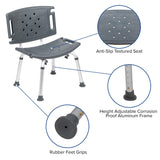 English Elm Commercial Grade Series Tool-Free and Quick Assembly, 300 Lb. Capacity, Adjustable Bath & Shower Chair with Extra Large Back