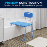 English Elm Commercial Grade Adjustable Bath & Shower Transfer Bench with Height-Adjust Frame, Supportive Back, Side Arm, 300 lbs. Static Weight Capacity