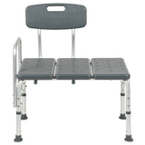 English Elm Commercial Grade Series 300 Lb. Capacity Adjustable Bath & Shower Transfer Bench with Back and Side Arm