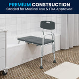 English Elm Commercial Grade Series 300 Lb. Capacity Adjustable Bath & Shower Transfer Bench with Back and Side Arm