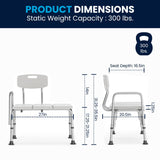 English Elm Commercial Grade Series 300 Lb. Capacity Adjustable Bath & Shower Transfer Bench with Back and Side Arm