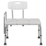 English Elm Commercial Grade Series 300 Lb. Capacity Adjustable Bath & Shower Transfer Bench with Back and Side Arm