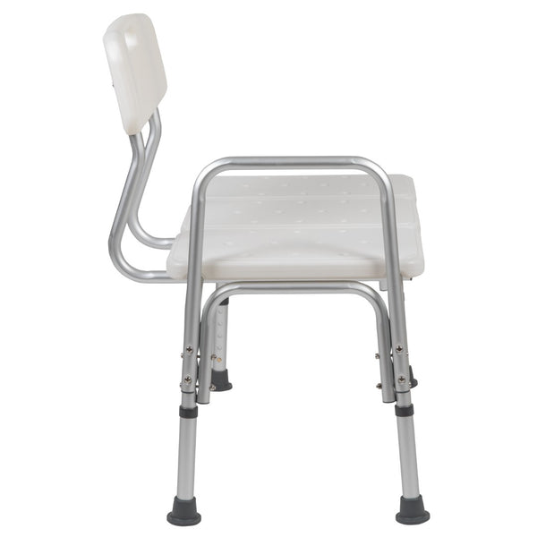 English Elm Commercial Grade Series 300 Lb. Capacity Adjustable Bath & Shower Transfer Bench with Back and Side Arm