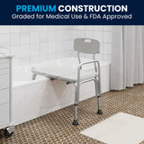 English Elm Commercial Grade Series 300 Lb. Capacity Adjustable Bath & Shower Transfer Bench with Back and Side Arm