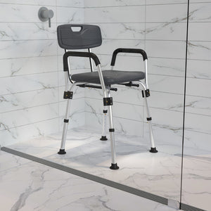 English Elm Commercial Grade Series 300 Lb. Capacity, Adjustable Bath & Shower Chair with Depth Adjustable Back