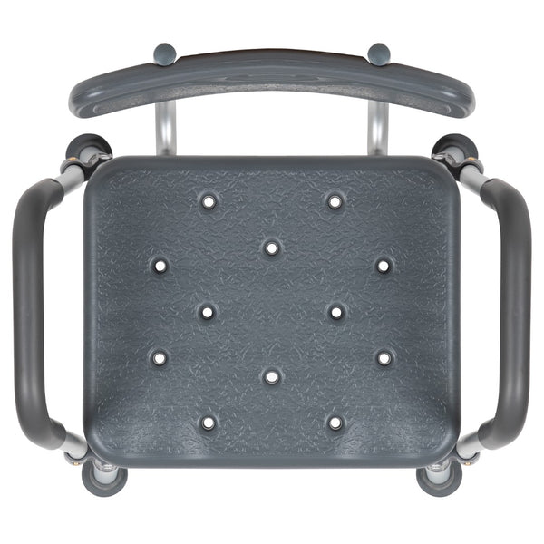 English Elm Commercial Grade Series 300 Lb. Capacity Adjustable Bath & Shower Chair with Quick Release Back & Arms